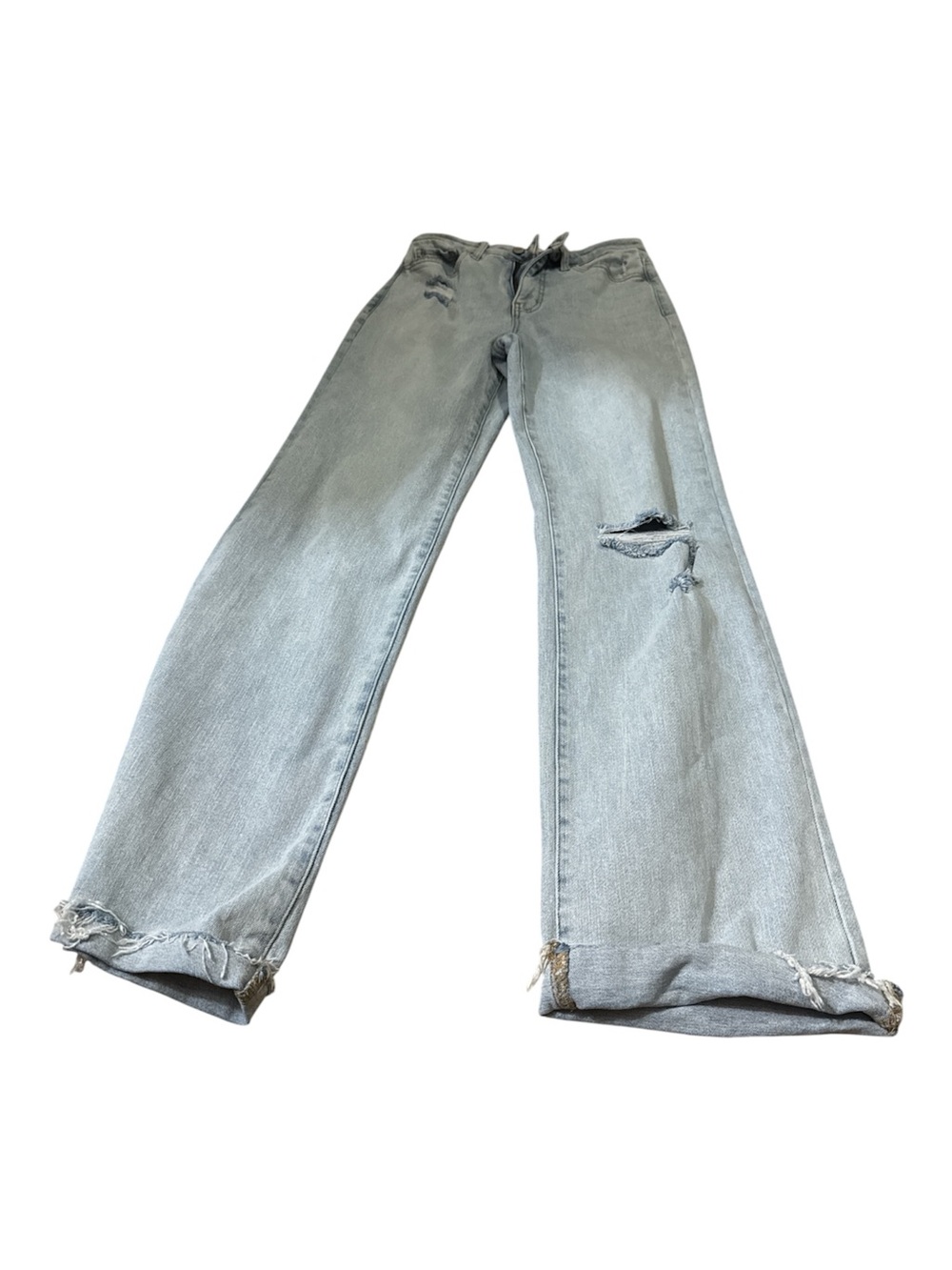 Light Wash Wide-Leg Distressed Women's Jeans